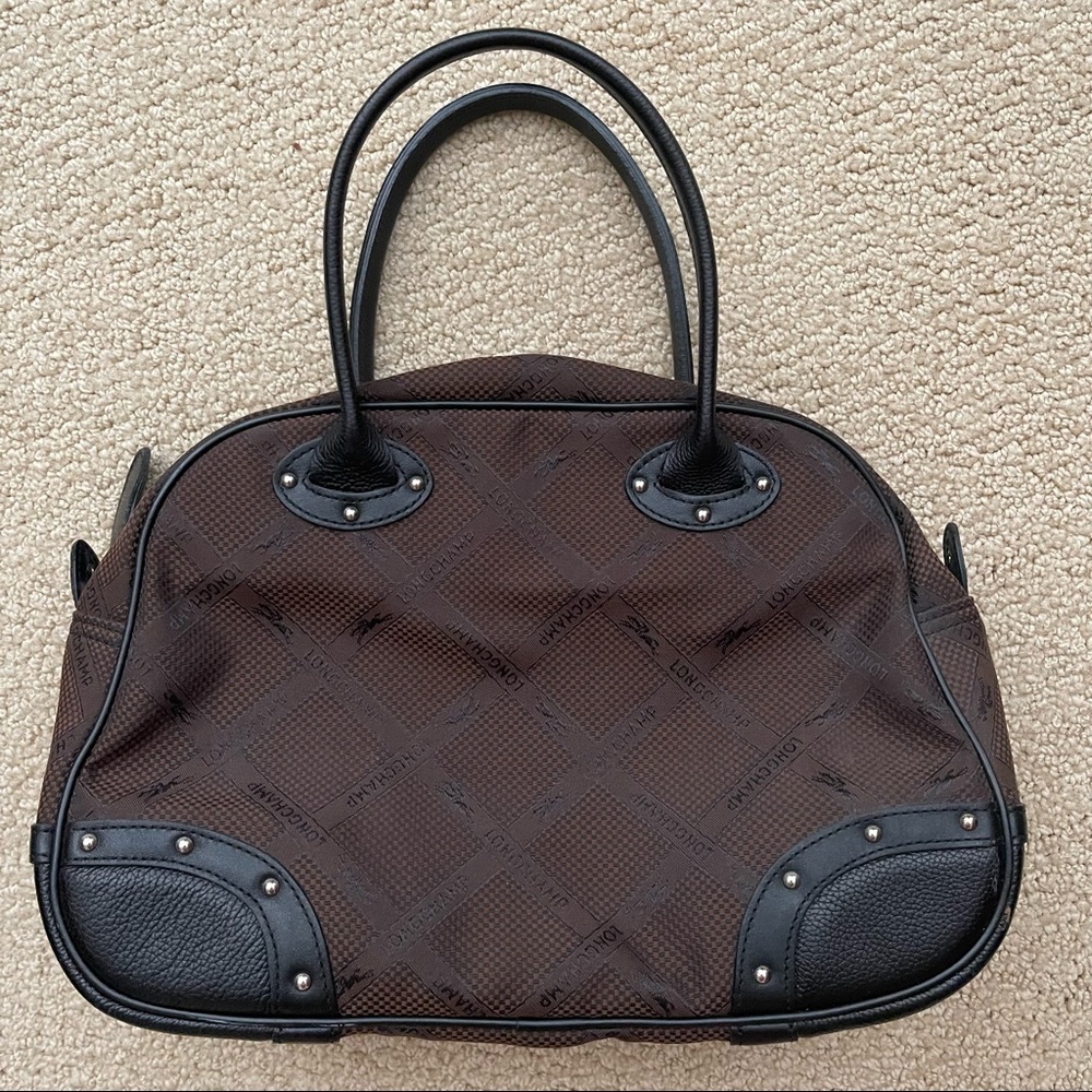 Longchamp leather and fabric handbag